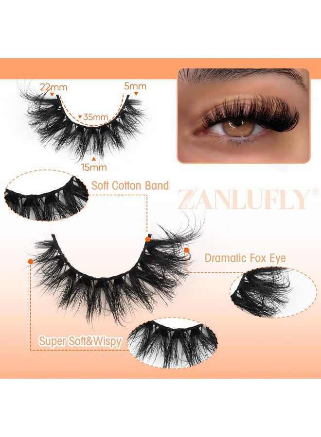 Mink Lashes Cat Eye Lashes Fluffy Fox Eye False Eyelashes Lashes Natural 6D D Curl Volume Fake Eyelashes Soft Handmade Lashes That Look Like Extensions Lashes Pack