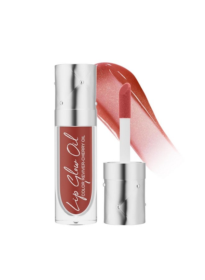 Hydrating Lip Glow Oil Longlasting Nourishing Lip Gloss Moisturizing Nonsticky Plumping Lip Stain Tinted Cherry Oil Lip Care (Ruby Red)