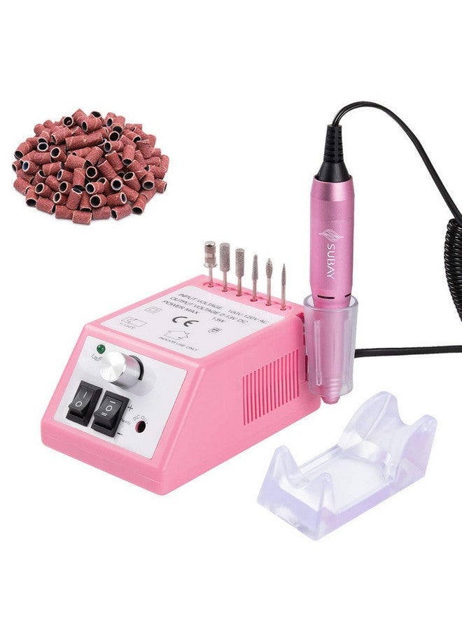 Professional Finger Toe Nail Care Electric Nail Drill Machine Manicure Pedicure Kit Electric Nail Art File Drill With 1 Pack Of Sanding Bands (Pink)