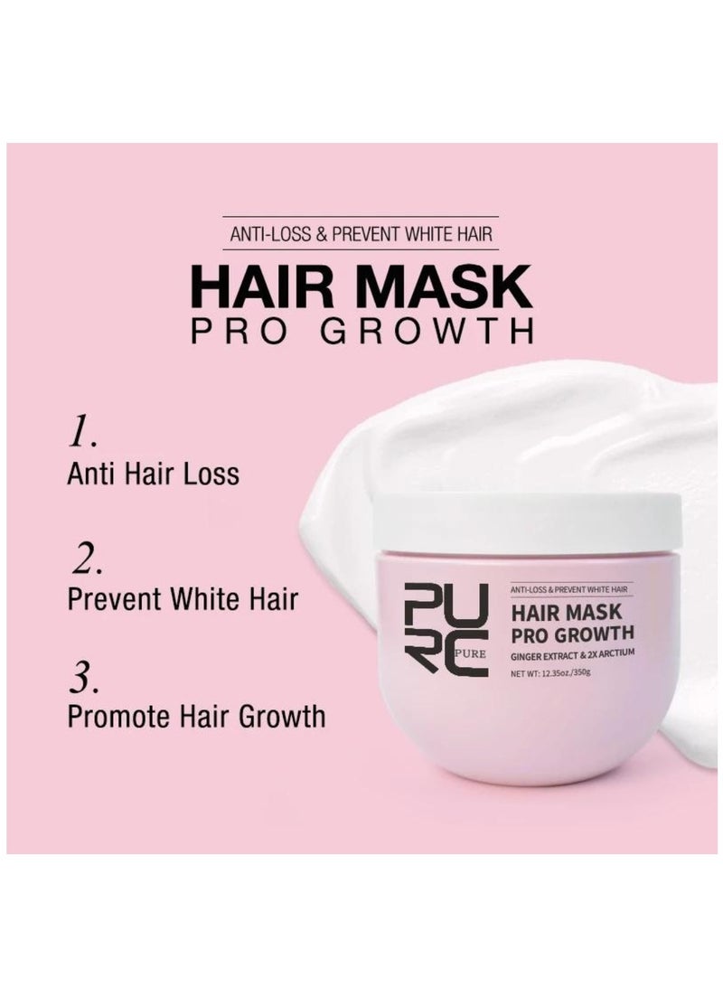 Hair Mask Pro Growth 350g Organic Arctium Ginger Extract Hair Growth Mask Anti Hair Loss & Prevent White Promote Hair Growth Follicles Hair Repair & Regrowth Hair Treatment Mask