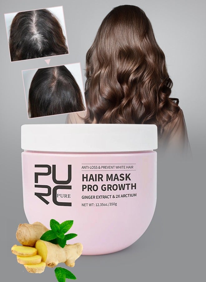 Hair Mask Pro Growth 350g Organic Arctium Ginger Extract Hair Growth Mask Anti Hair Loss & Prevent White Promote Hair Growth Follicles Hair Repair & Regrowth Hair Treatment Mask