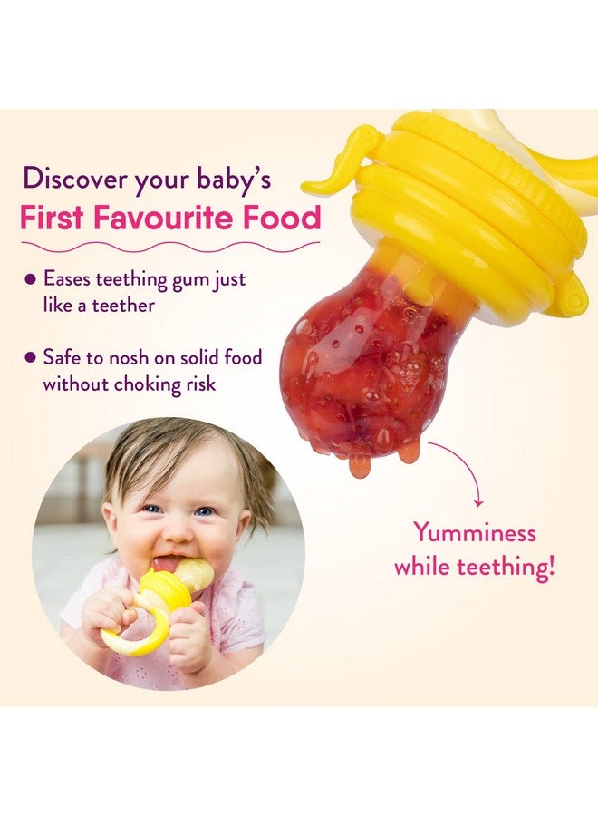 Baby Food Feeder Fruit Feeder Pacifier Nibbler (2 Pack) Infant Teething Toy Teether Weaning In Appetizing Colors + Additional Silicone Sacs