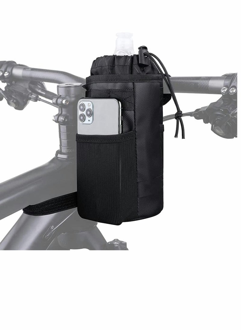 Bike Cup Holder Bicycle Water Bottle Holder Handlebar Drink Holder with Mesh Pockets Phone Bag Bike Handlebar Cup Drink Holder Bike Handlebar Bottle Bag Professional Cycling Accessories