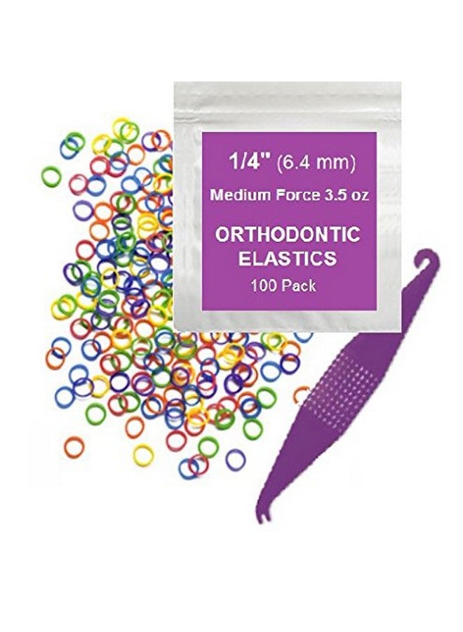 14 Inch Orthodontic Elastic Rubber Bands 100 Pack Neon Medium 3.5 Ounce Small Rubberbands Dreadlocks Hair Braids Fix Tooth Gap Free Elastic Placer For Braces