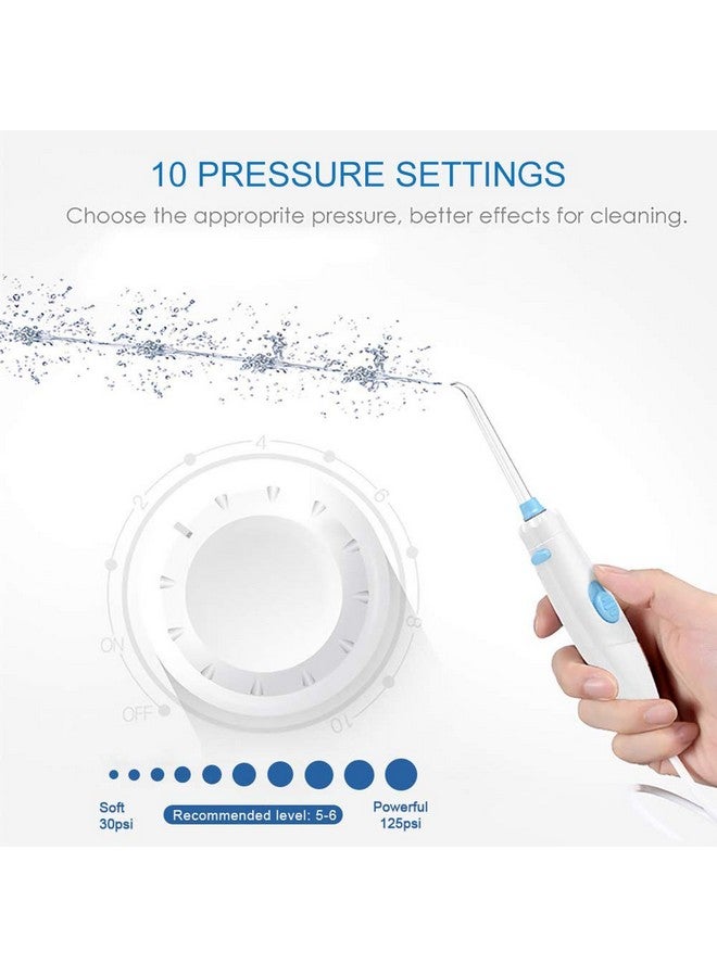 Water Flossing Oral Irrigator 600Ml Dental Cleaner 10 Adjustable Pressure Electric Oral Flosser For Teethbraces 8 Water Jet Tips For Family (White)