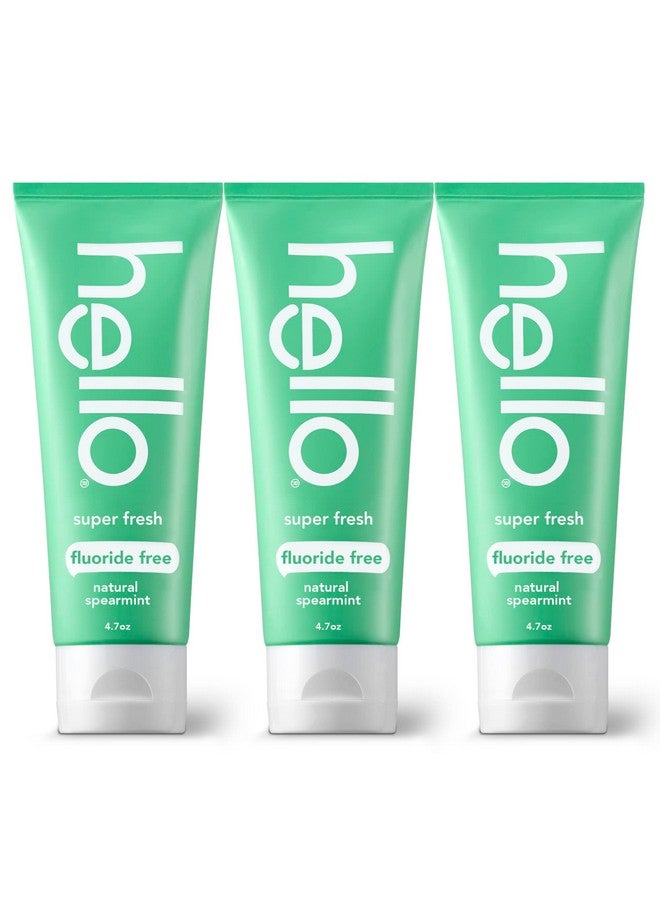 Super Fresh Whitening Toothpaste Fluoride Free Toothpaste With Natural Spearmint And Coconut Oil Vegan No Peroxide No Fluoride No Dyes Gluten Free Bpa Free 3 Pack 4.7 Oz Tubes