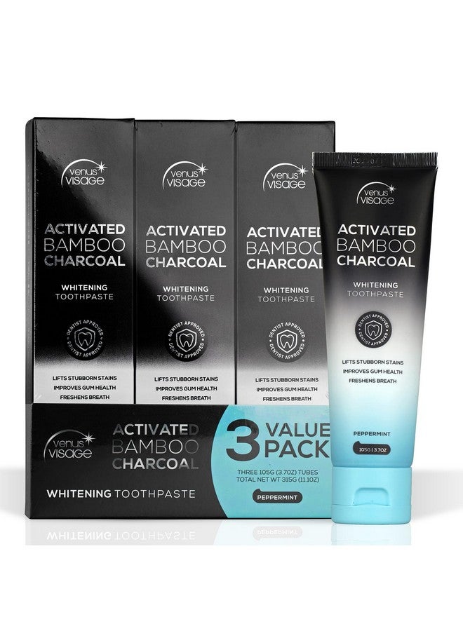 Activated Charcoal Toothpaste For Whitening Teeth Black Toothpaste Charcoal Whitening Toothpaste Best Whitening Toothpaste (3 Pack Peppermint)