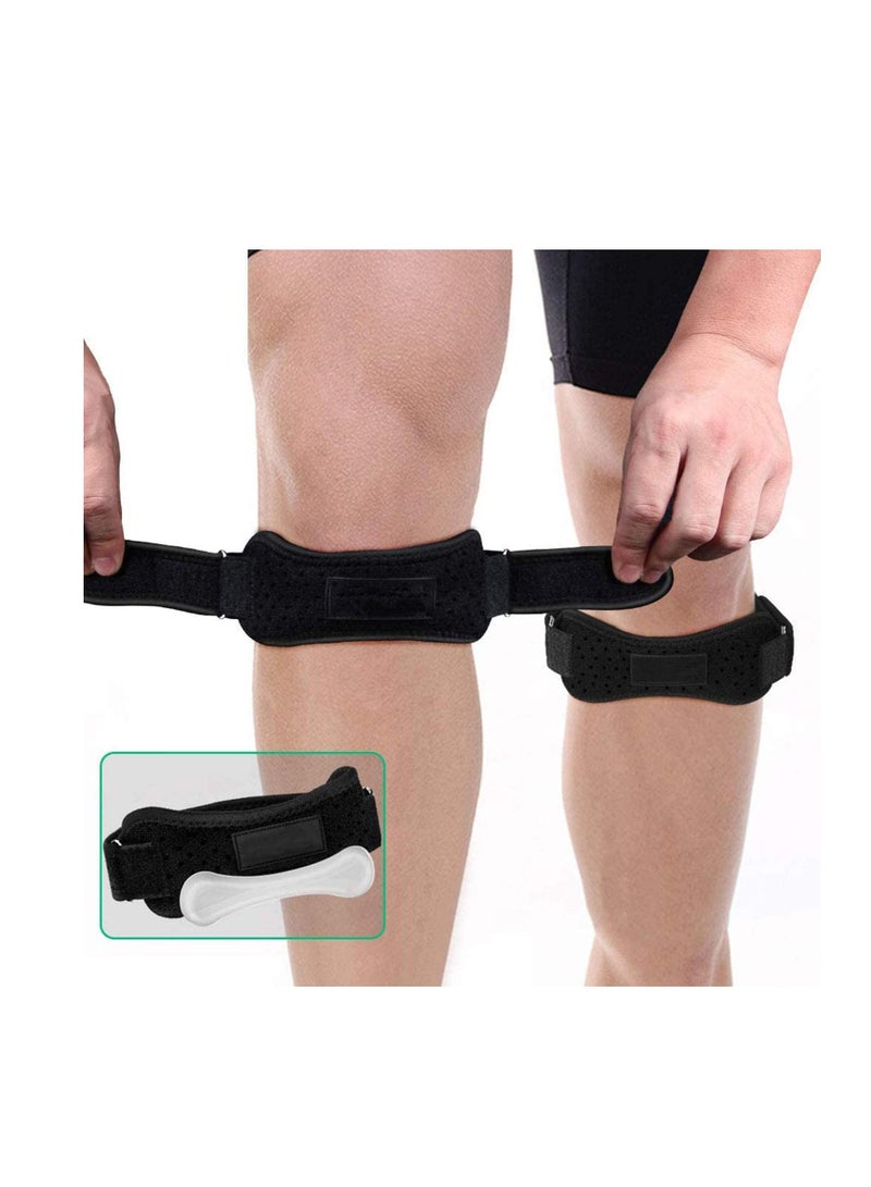 Patella Strap Knee Brace Support, 2 Pack Knee Brace for Arthritis, ACL, Running, Basketball, Meniscus Tear, Sports, Athletic Best Knee Brace for Hiking, Soccer, Volleyball & Squats 2Pack