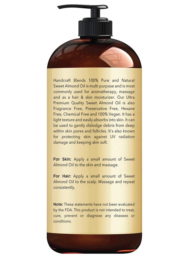 Sweet Almond Oil100% Pure And Naturalpremium Therapeutic Grade Carrier Oil For Essential Oilsmassage Oil For Aromatherapyhair Tonicbody And Hair Oil16 Fl. Oz