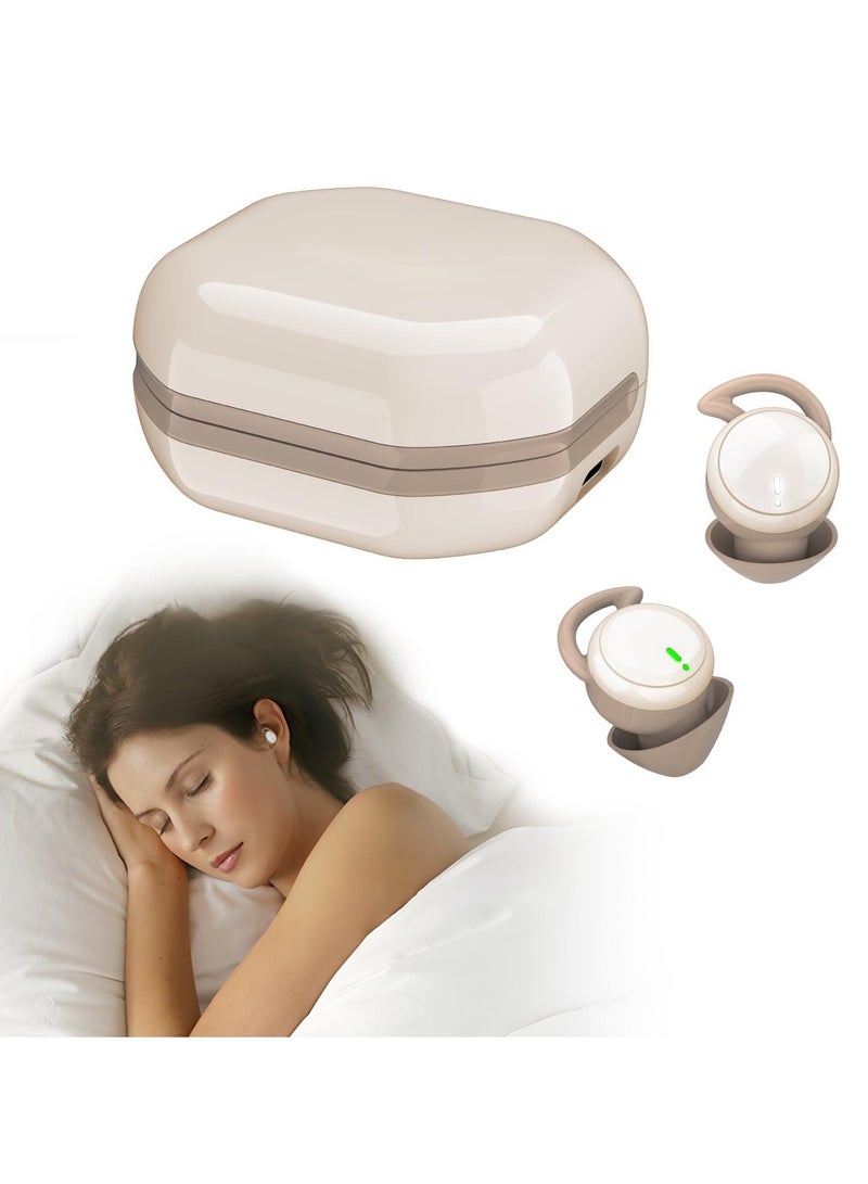 Invisible Sleep Earbuds, Wireless Small Bluetooth Sleep Headphones for Side Sleepers, Sleepbuds Comfortable Noise Blocking, Bluetooth 5.3 Tiny Headphones for Sleeping, Sport (Beige)