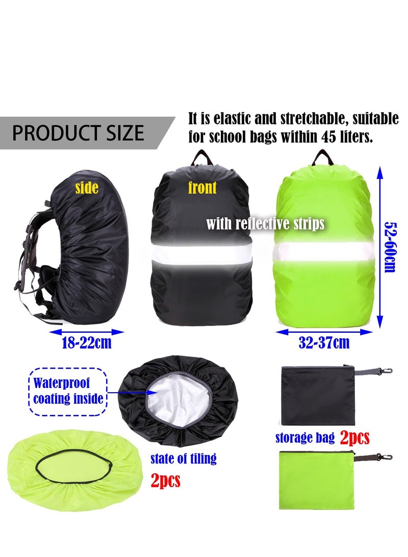 2Pcs Reflective Waterproof Backpack Rain Cover Protect Your Backpack from Rain Silver Coated Inside Dust Waterp UV proof Ideal for Outdoor Hiking Riding Climbing  M 40L 50L Green and Black