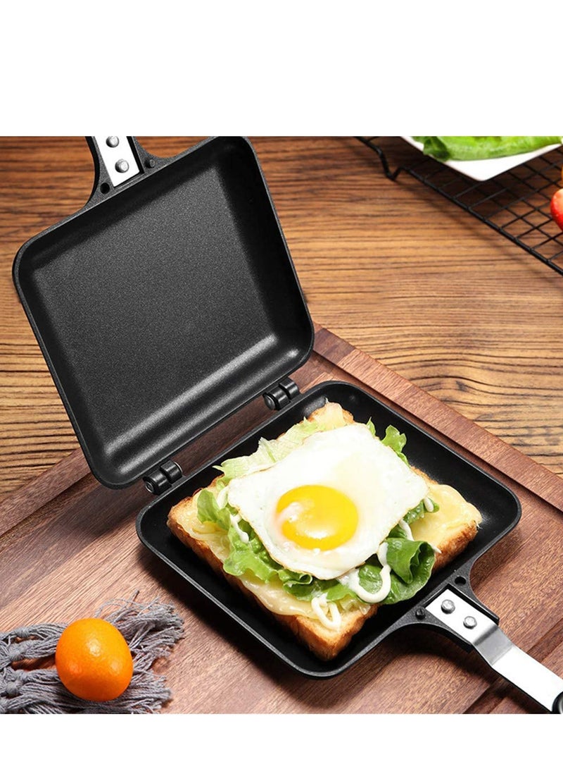Toasted Sandwish Maker, Double Sided Frying Pan, Non-Stick Stovetop Toastie Maker with Handles Double Sided Grill Pan for Panini Snack Breakfast
