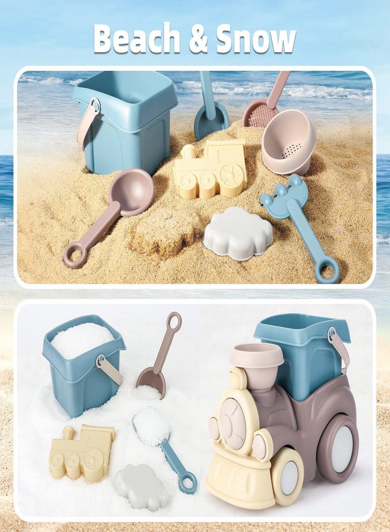 Beach Toys for Toddlers, Silicone Beach Toys, Kids Sand Toys Includes Beach Buckets, Truck Toys, Scoop, Trowel, Colander, Rake, and Sand Castle Toys, Sandbox Toys, Sand Toys for Toddlers