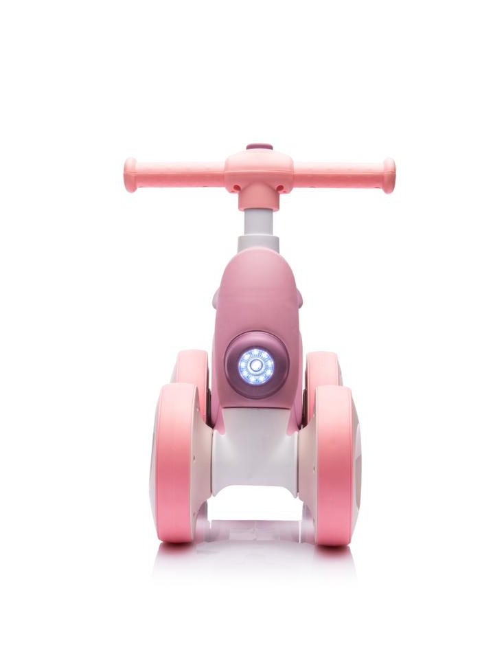 Children's Balance Bike for Girls and Boys  Four Wheel with Horn, Light, Puncture-proof Plastic Wheels and Bubble System