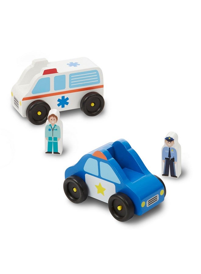 Emergency Vehicle Wooden Play Set With 4 Vehicles 4 Play Figures