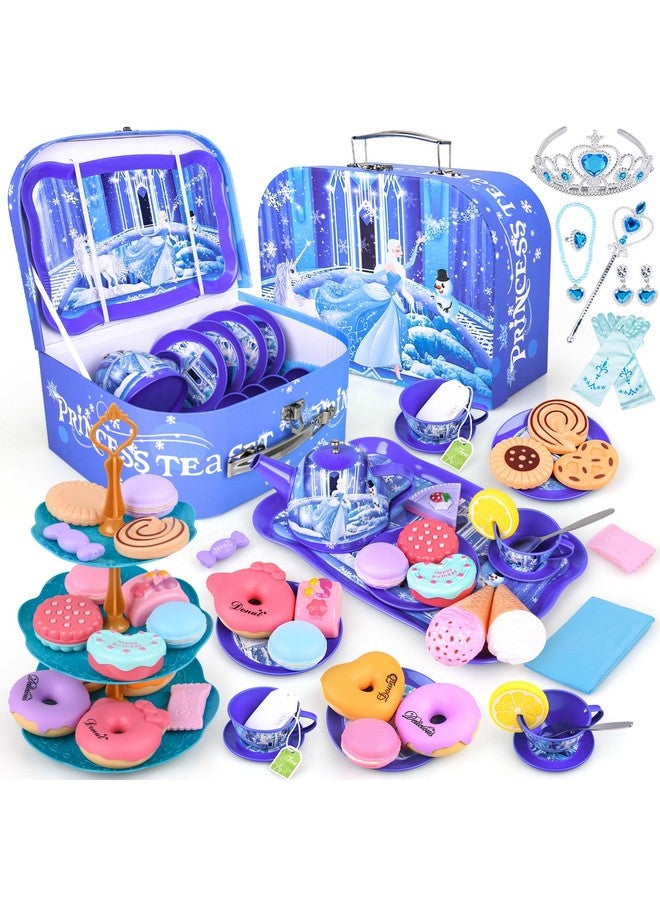 Tea Set For Little Girlskids Pretend Toy Tin Tea Set And Carrying Case (Princess Tin Teapot Set)