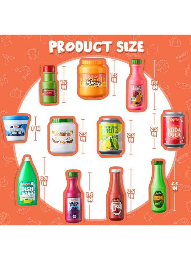 30Pcs Play Food Grocery Cans Play Kitchen Accessories Includes Drink Juice Jar Seasoning Water Bottle Sauce Yogurt Ice Cream Snack Box Kids Gifts & Indoor Toys