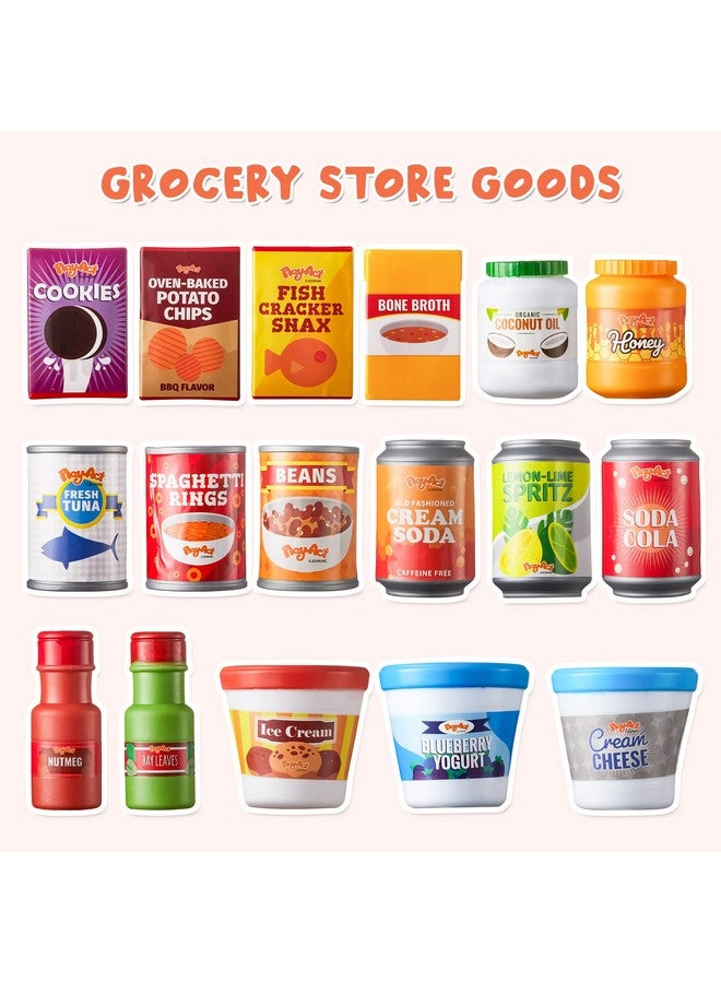 30Pcs Play Food Grocery Cans Play Kitchen Accessories Includes Drink Juice Jar Seasoning Water Bottle Sauce Yogurt Ice Cream Snack Box Kids Gifts & Indoor Toys