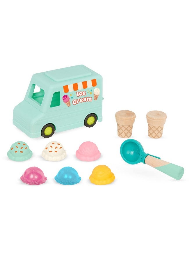 Sweet Scoops Pretend Play Ice Cream Truck Play Set Play Food & Accessories Toy Truck Stackable Scoops Magnetic Scooper Toddlers Kids 2 Years + (10 Pcs)
