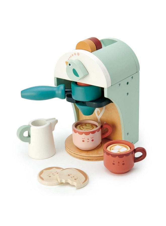 Babyccino Maker Wooden Coffee Machine Pretend Food Play Toy With Espresso Capsules And Cups Made With Premium Materials And Craftsmanship Age 3+