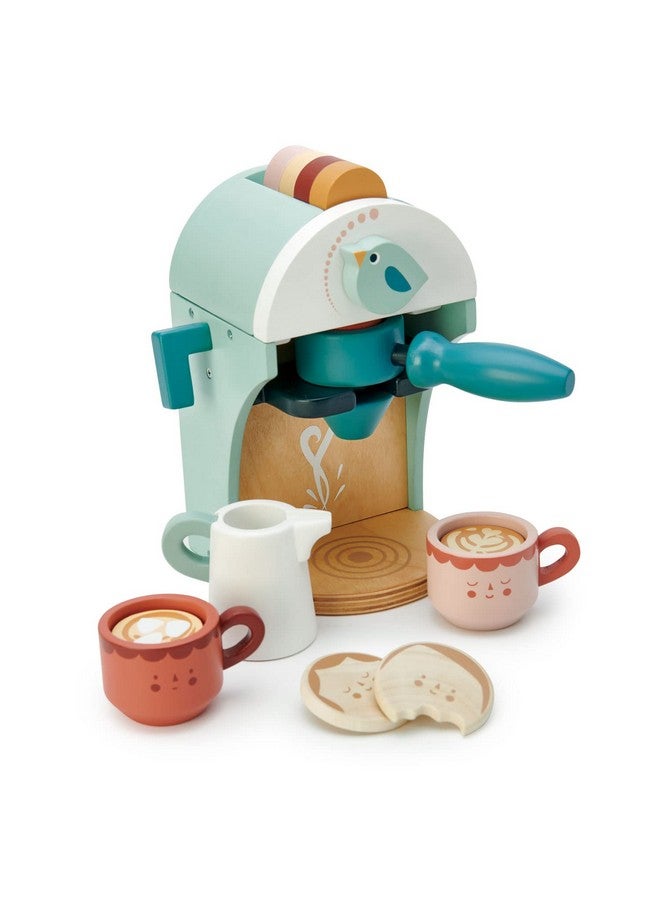 Babyccino Maker Wooden Coffee Machine Pretend Food Play Toy With Espresso Capsules And Cups Made With Premium Materials And Craftsmanship Age 3+