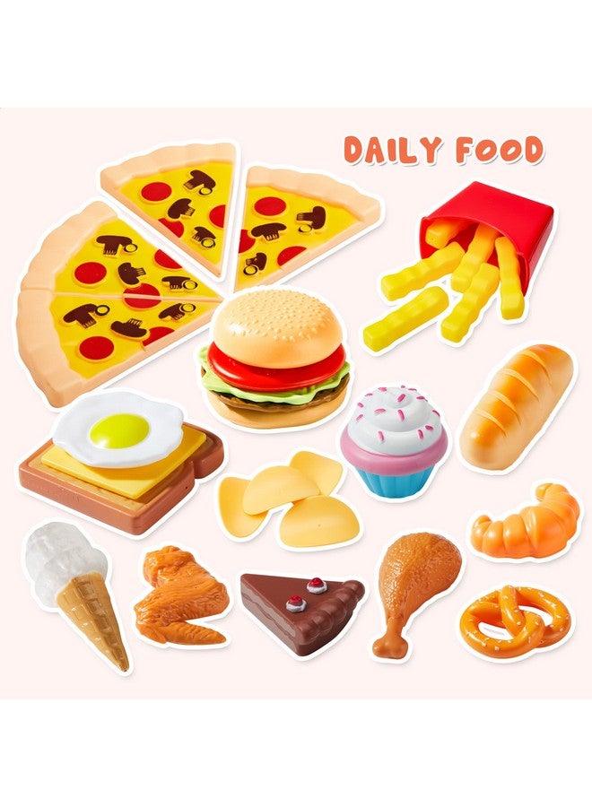 45 Pcs Play Food Sets For Kids Kitchen Popular Grocery Store Play Food Pretend Toy Food Set For Kids Gifts For Toddlers Boys And Girls