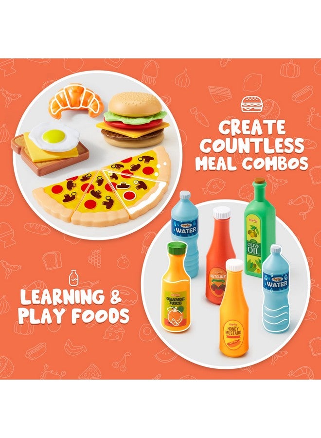 45 Pcs Play Food Sets For Kids Kitchen Popular Grocery Store Play Food Pretend Toy Food Set For Kids Gifts For Toddlers Boys And Girls