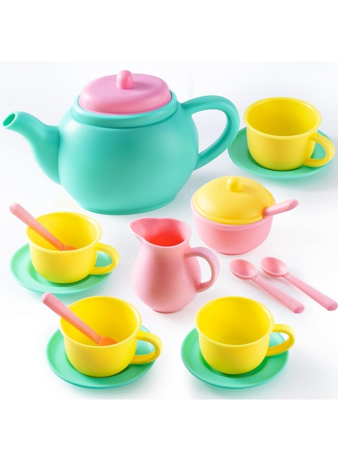 18Pcs Pretend Play Tea Party Set Play Food Accessories Bpa Free Phthalates Free Plastic Tea Set Mini Kitchen For Kids Gifts For Toddler Boys Girls Ages 123456 Years Old