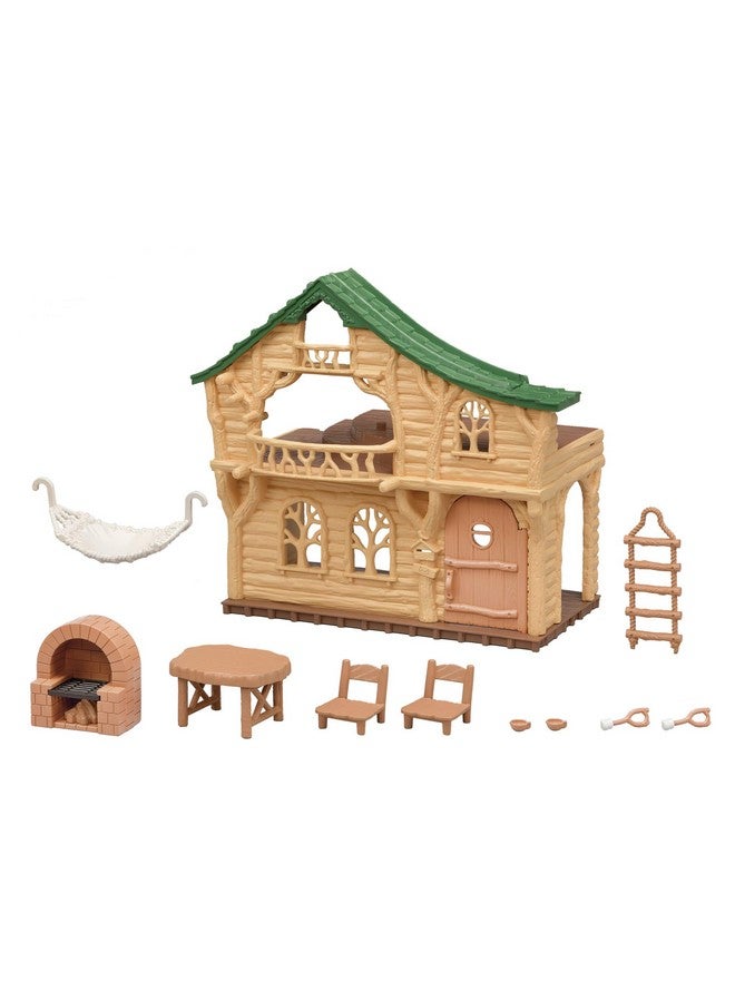Lakeside Lodge Gift Set Collectible Dollhouse With Figures Furniture And Accessories Pink Medium