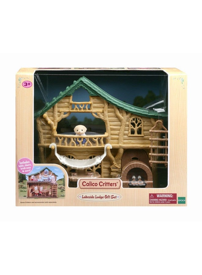 Lakeside Lodge Gift Set Collectible Dollhouse With Figures Furniture And Accessories Pink Medium