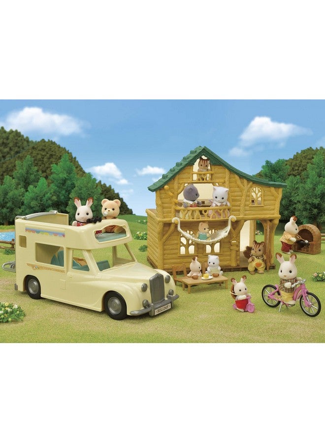 Lakeside Lodge Gift Set Collectible Dollhouse With Figures Furniture And Accessories Pink Medium