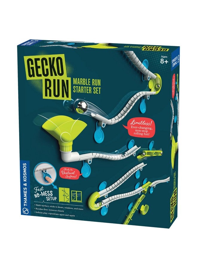 Gecko Run Marble Run Starter Set By Thames & Kosmos 63 Piece Vertical Marble Run Toy With Flexible Tracks Fast Nomess Setup With Residuefree Nanoadhesive Pads For Hours Of Creative Play
