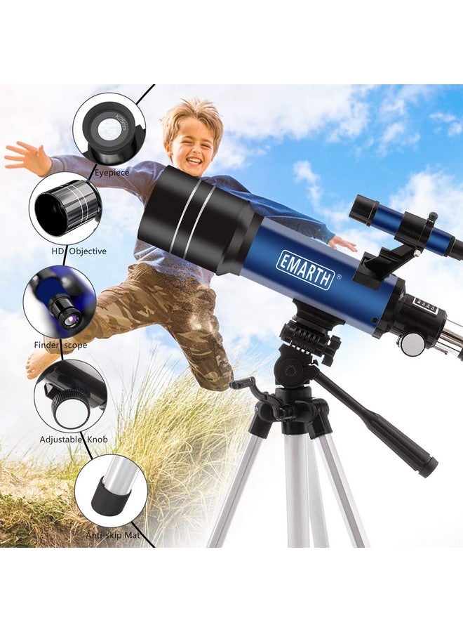 Telescope 70Mm Aperture Kids Telescope With 2 Eyepieces 360Mm Refractor Portable Telescope For Kids With Tripod & Finder Scope Stem Toys Astronomy Gifts For Children Blue