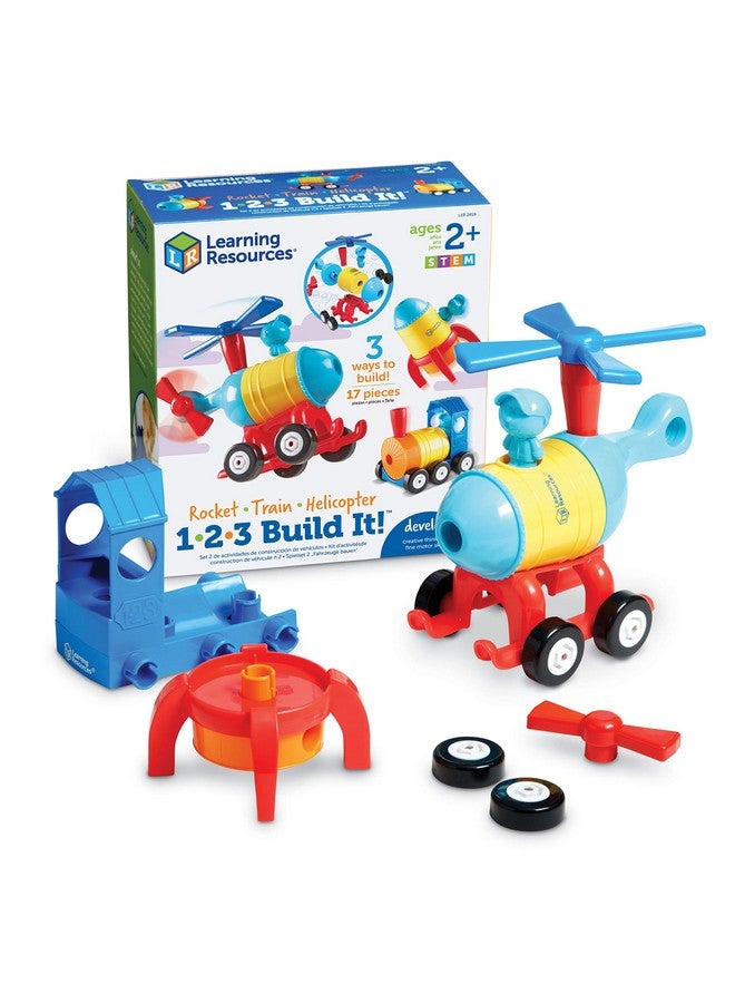 123 Build It Rocket Train Helicopter 17 Pieces