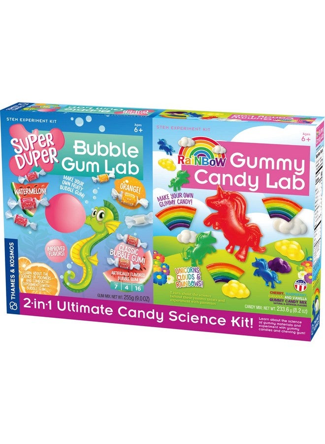 2In1 Ultimate Candy Science Kit Super Duper Bubble Gum Lab Stem Kit & Rainbow Gummy Candy Lab Stem Kit 2 Candymaking Experiment Kits For Ages 6+
