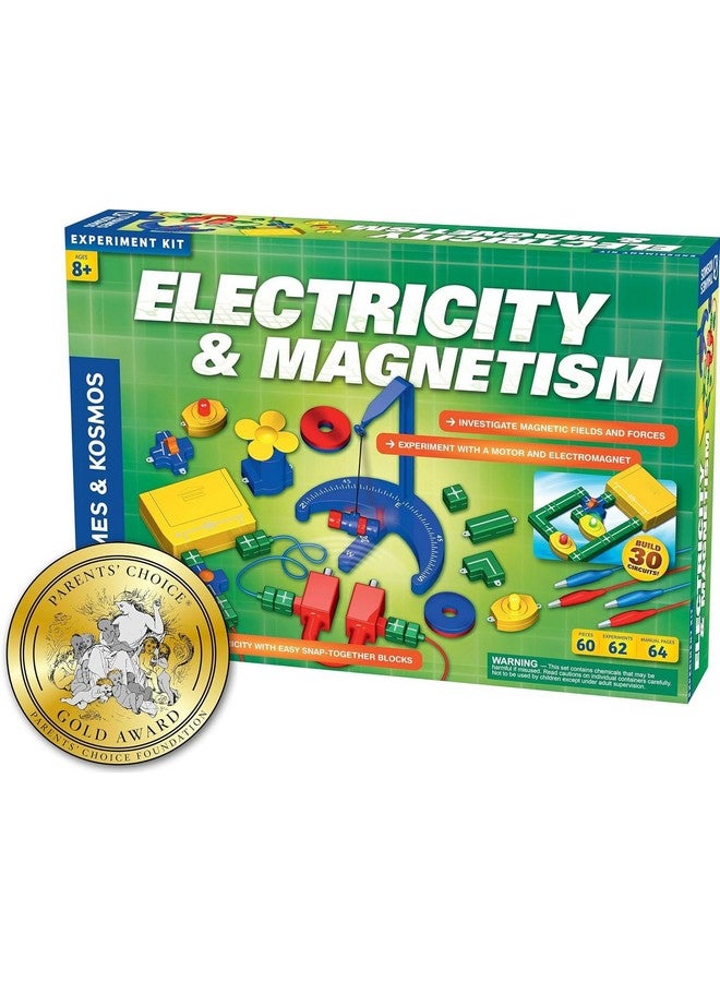 Electricity & Magnetism Science Kit 62 Safe Experiments Investigating Magnetic Fields & Forces For Ages 8+ Assemble Electric Circuits With Easy Snaptogether Blocks