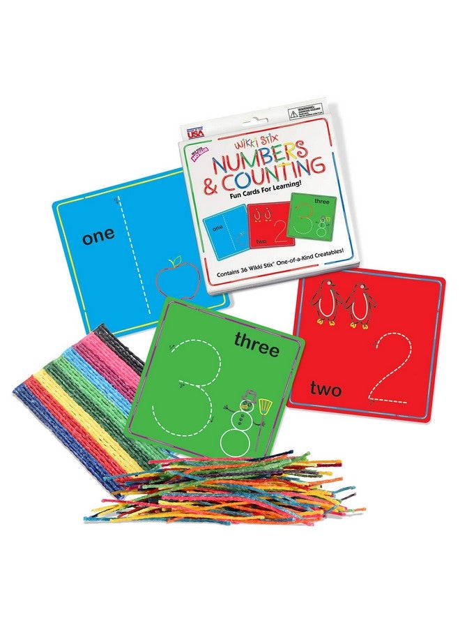 Wikki Stix Numbers And Counting Cards Preschool & Kindergarten Tactile Learning Stem Toy Numbers 120 Plus 7 Bonus Cards 36 Wikki Stix For 3 & Up.