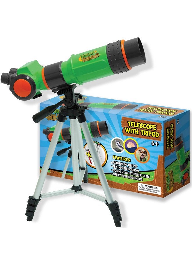 Telescope For Kids And Beginners 16X Magnification And 15Mm Lens For Indoor And Outdoor Use Adjustable Tripod Included For Kids Ages 6+ Green (Nb538)