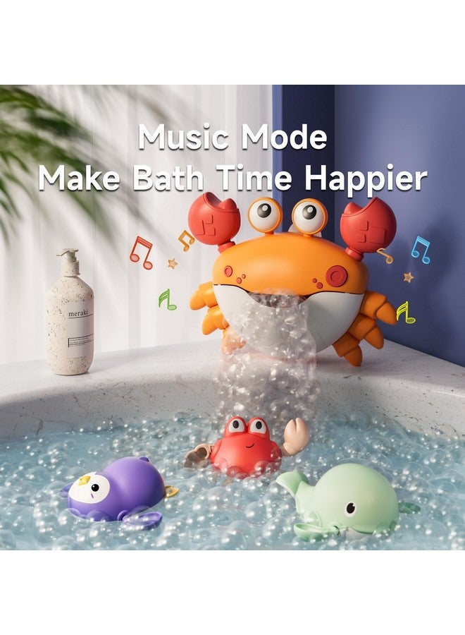 Tumama Baby Bath Toymusical Bath Bubble Maker Machine3 Windup Bathtub Toyscrab Shower Water Toy For Toddlers Kids Boys Grils4 Pieces