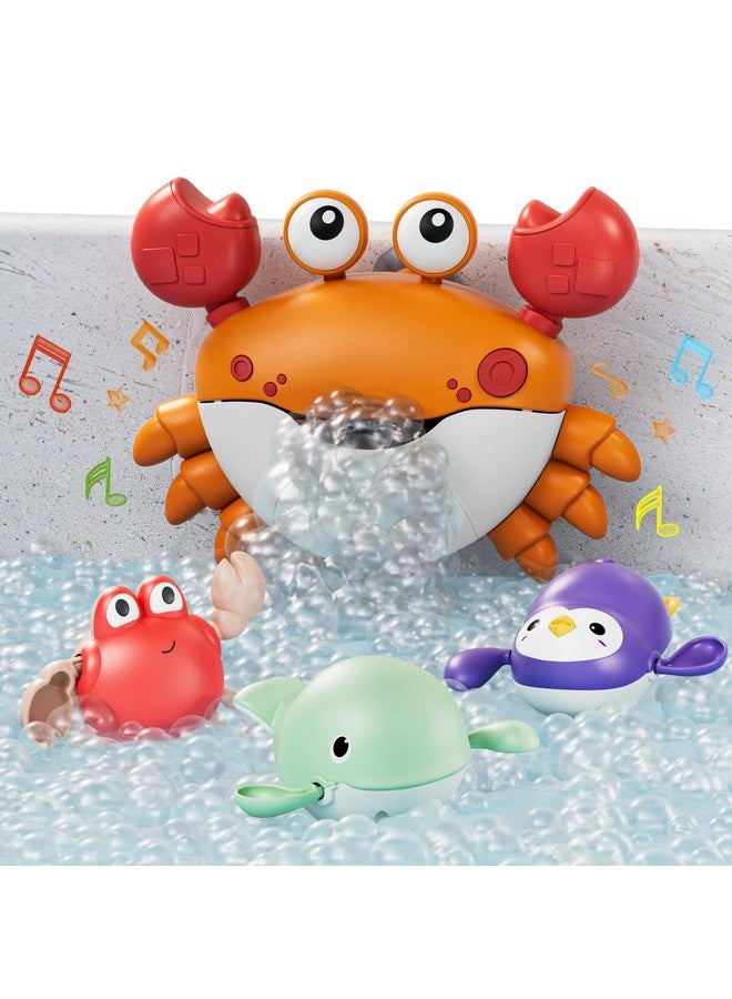 Tumama Baby Bath Toymusical Bath Bubble Maker Machine3 Windup Bathtub Toyscrab Shower Water Toy For Toddlers Kids Boys Grils4 Pieces
