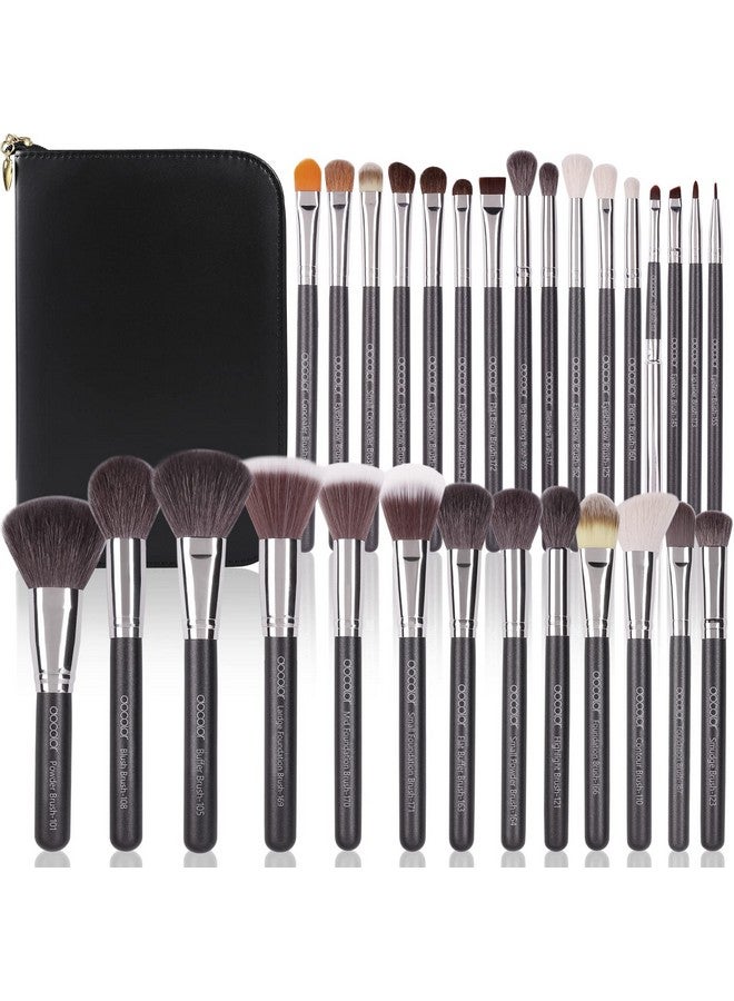 Professional Makeup Brush Set 29Pcs Makeup Brushes Premium Goat Synthetic Hair Kabuki Foundation Blending Face Powder Blush Concealers Eye Shadows Make Up Brushes Kit With Pu Leather Case