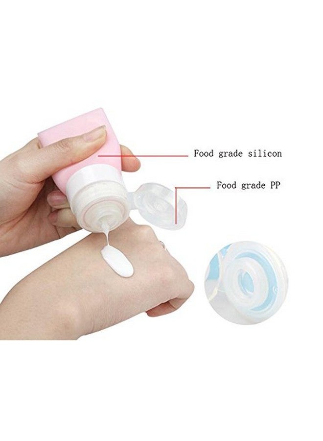 3Pcs Empty Refillable Pink Soft Silicon Squeeze Tube Portable Travel Bottle Cosmetic Containers Storage Holder For Cream Lotion Facial Cleaner Shampoo Shower Gel Toiletries