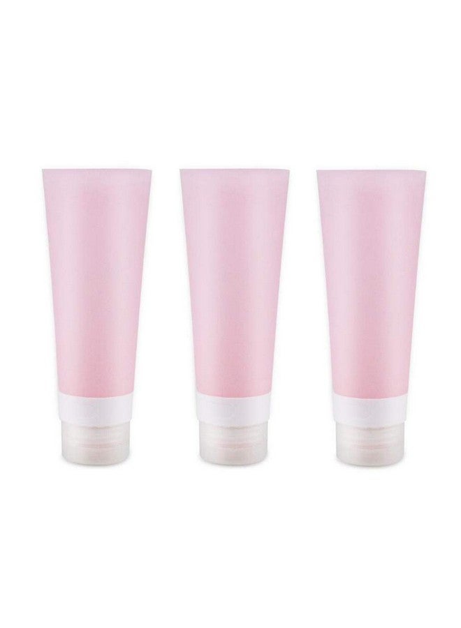 3Pcs Empty Refillable Pink Soft Silicon Squeeze Tube Portable Travel Bottle Cosmetic Containers Storage Holder For Cream Lotion Facial Cleaner Shampoo Shower Gel Toiletries