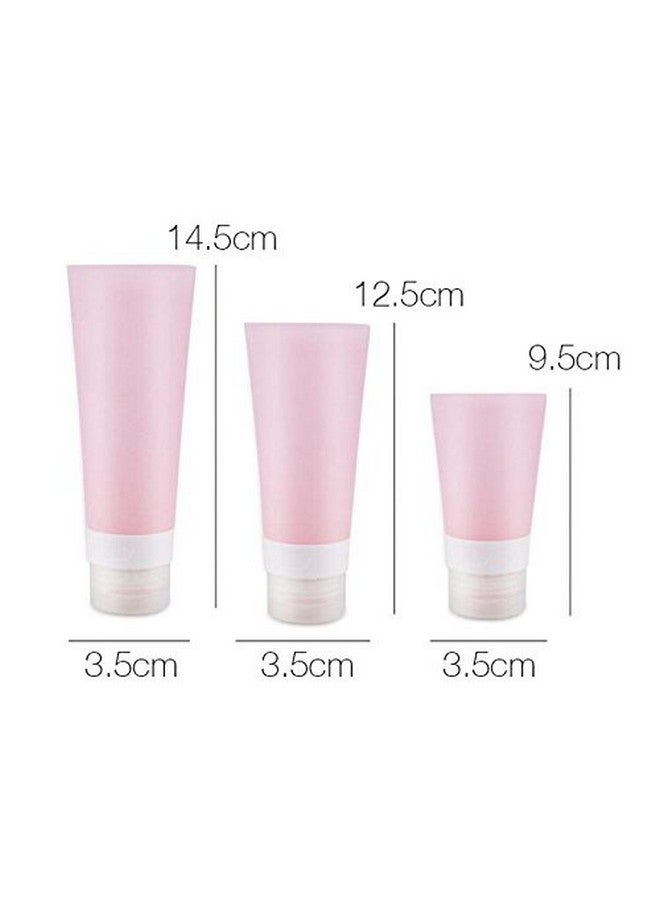 3Pcs Empty Refillable Pink Soft Silicon Squeeze Tube Portable Travel Bottle Cosmetic Containers Storage Holder For Cream Lotion Facial Cleaner Shampoo Shower Gel Toiletries