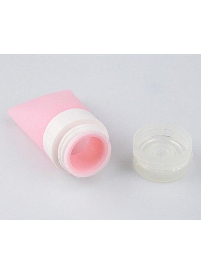 3Pcs Empty Refillable Pink Soft Silicon Squeeze Tube Portable Travel Bottle Cosmetic Containers Storage Holder For Cream Lotion Facial Cleaner Shampoo Shower Gel Toiletries