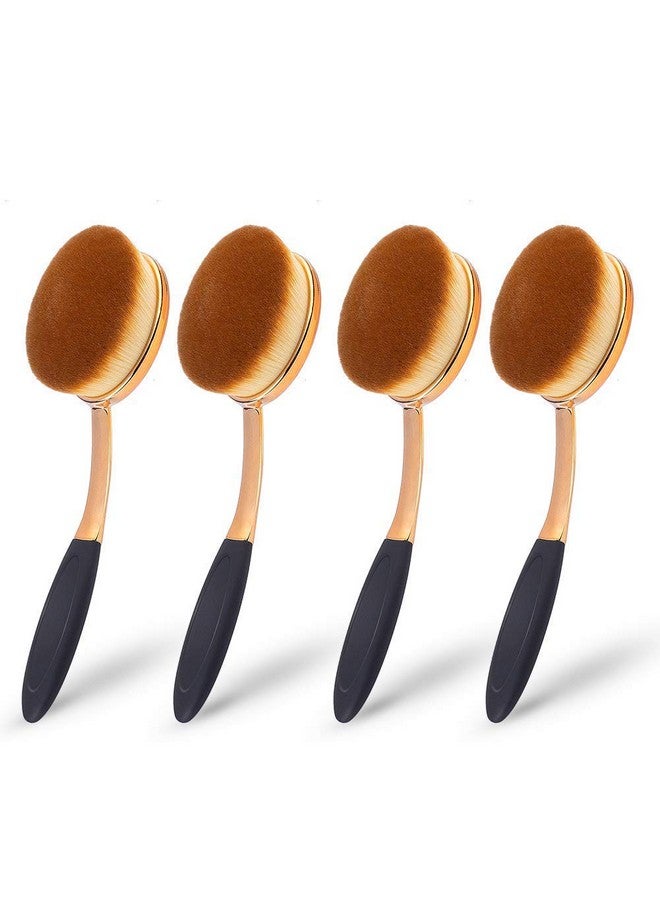 Large Rose Gold Foundation Contour Round Toothbrush Oval Makeup Brushes 4Pcs