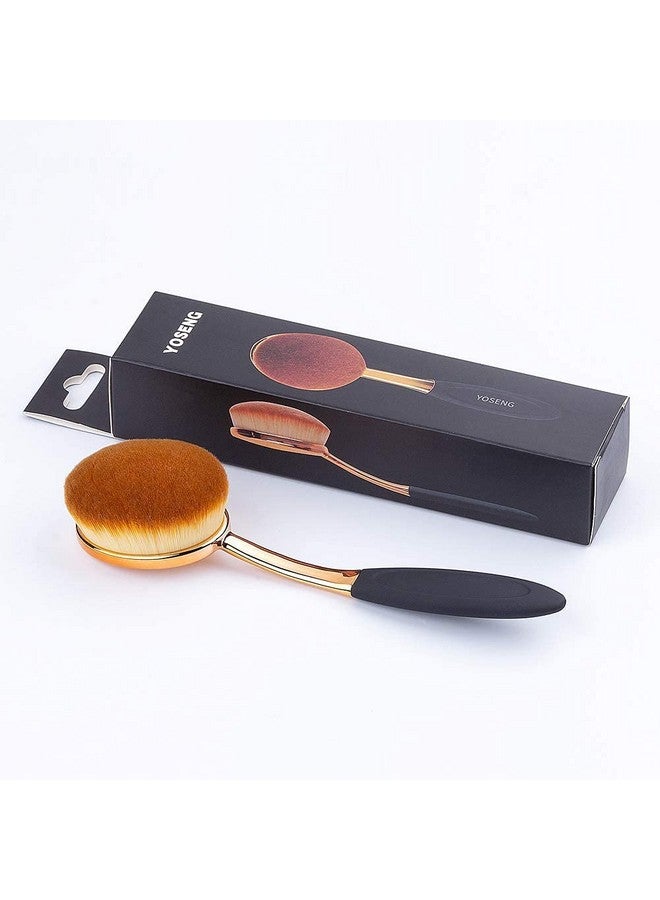 Large Rose Gold Foundation Contour Round Toothbrush Oval Makeup Brushes 4Pcs