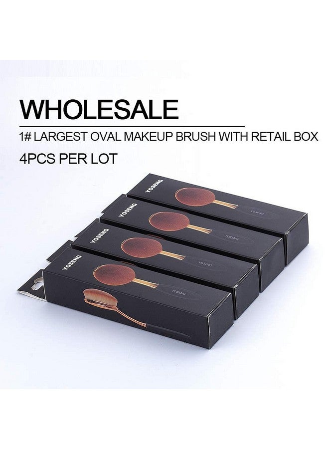 Large Rose Gold Foundation Contour Round Toothbrush Oval Makeup Brushes 4Pcs