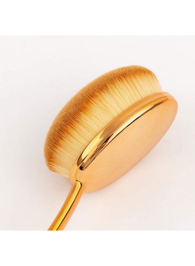 Large Rose Gold Foundation Contour Round Toothbrush Oval Makeup Brushes 4Pcs