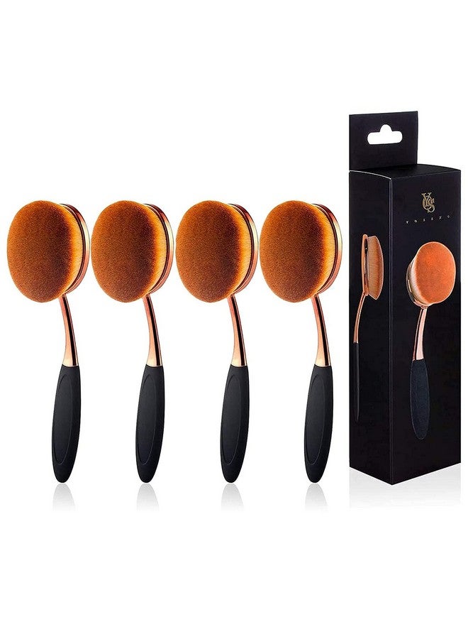 Large Rose Gold Foundation Contour Round Toothbrush Oval Makeup Brushes 4Pcs